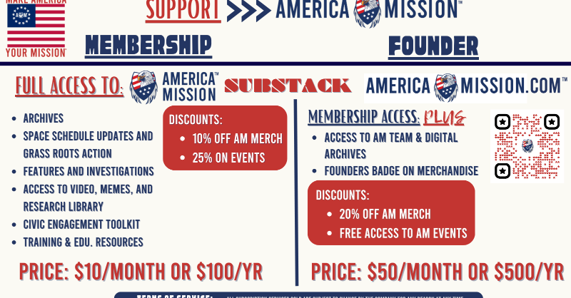AmericaMission_'s tweet photo. America Mission™ is a new community built on top of X whose Members are taking action to rescue America from the woke. Join to get FULL access to all of our platform including education, research, articles and the platform powering it. Join us and #MakeAmericaYourMission, TODAY.