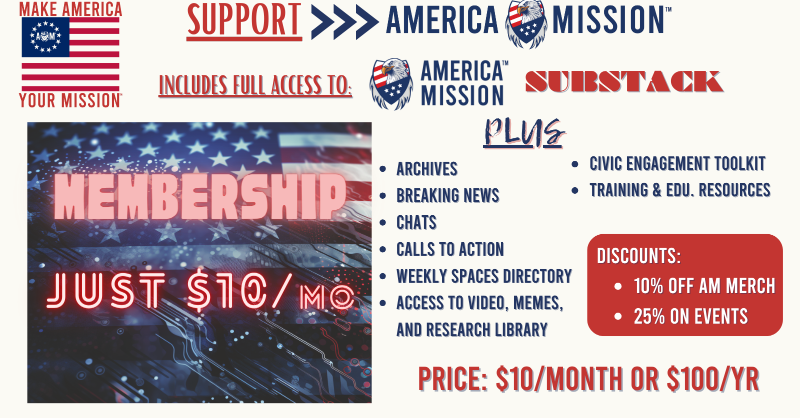 AmericaMission_'s tweet photo. America Mission™ is a new community built on top of X whose Members are taking action to rescue America from the woke. Join to get FULL access to all of our platform including education, research, articles and the platform powering it. Join us and #MakeAmericaYourMission, TODAY.