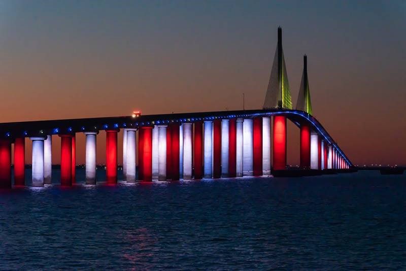 Florida’s Sunshine Skyway Bridge to replace rainbow Pride lights with patriotic red, white and blue this June. 

Follow: @AFpost