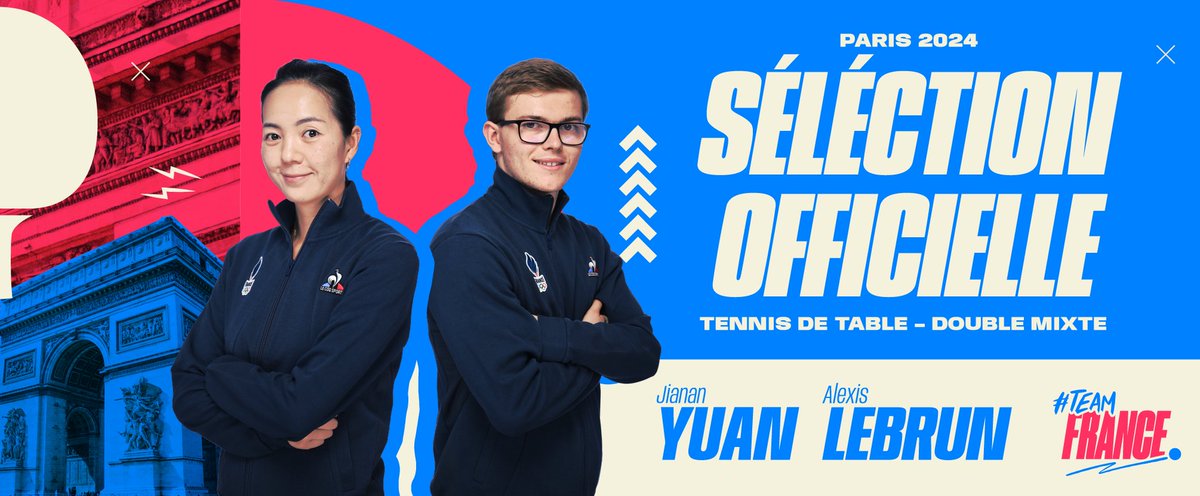 🚨 Le double mixte Jia Nan Yuan et @AlexisLebrun15 sélectionné aux JO de @Paris2024 🏓 Rendez-vous du 27 juillet au 10 août 2024 à l’Arena Paris Sud 4 pour encourager nos Français 📅 🔗 Toutes les infos ➡️ ow.ly/Gb8S50RHcMY