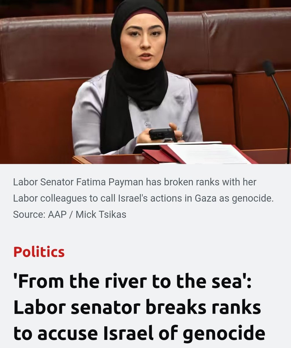 It's the very definition of courage Senator Fatima Payman calling out Australian leaders' 'performative gestures' as they audaciously downplay Israel's cruelty towards Palestinians. Her cry for humanity echoes conscience – rare among Labor & Liberals on Gaza. Power to her #auspol