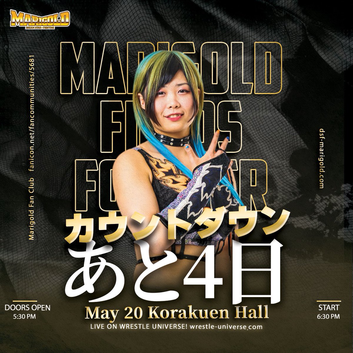 Only 4 more days til May 20! Marigold Fields Forever will be live on wrestle-universe.com/en with a free 7 day trial! #MARIGOLD #pw_mg