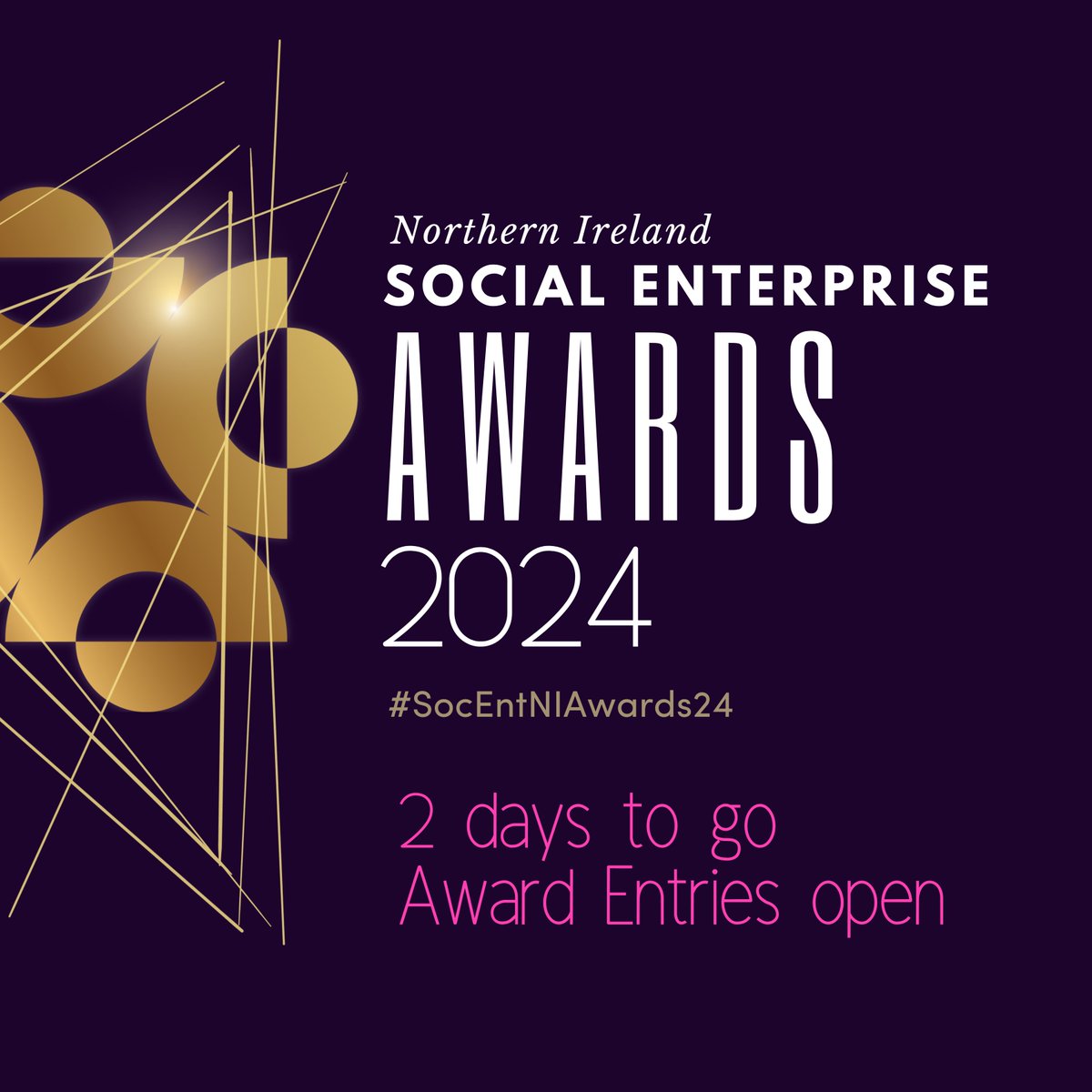 We hope you are ready! Only 2️⃣ days to go

Mark down Monday 20th May in your diaries, to be a part of something great.

Don't forget applications open at 9am. 🕘

Best of Luck to everyone 🤞

#SocEntNIAwards24 #SocialEnterpriseNI #NorthernIrelandBusinesses #AwardsSeason