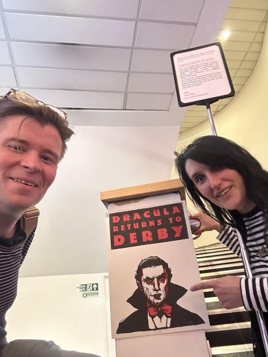 Happy Derby Dracula day everyone! Excited to be <a href="/derbytheatre/">Derby Theatre</a> to launch #DraculaReturns to Derby with @DianeARodgers and <a href="/Dan_Webber_poet/">Dan Webber</a> and <a href="/AlexDavis1981/">Alex Davis</a> and <a href="/SamRushton123/">Samantha Rushton</a>  (missing you <a href="/incantare1965/">Duncan Light</a>) Thank you <a href="/ahrcpress/">Arts and Humanities Research Council</a> for funding this <a href="/DerbyUni/">University of Derby</a> research project 🧛🏻🧛‍♀️🧛‍♂️