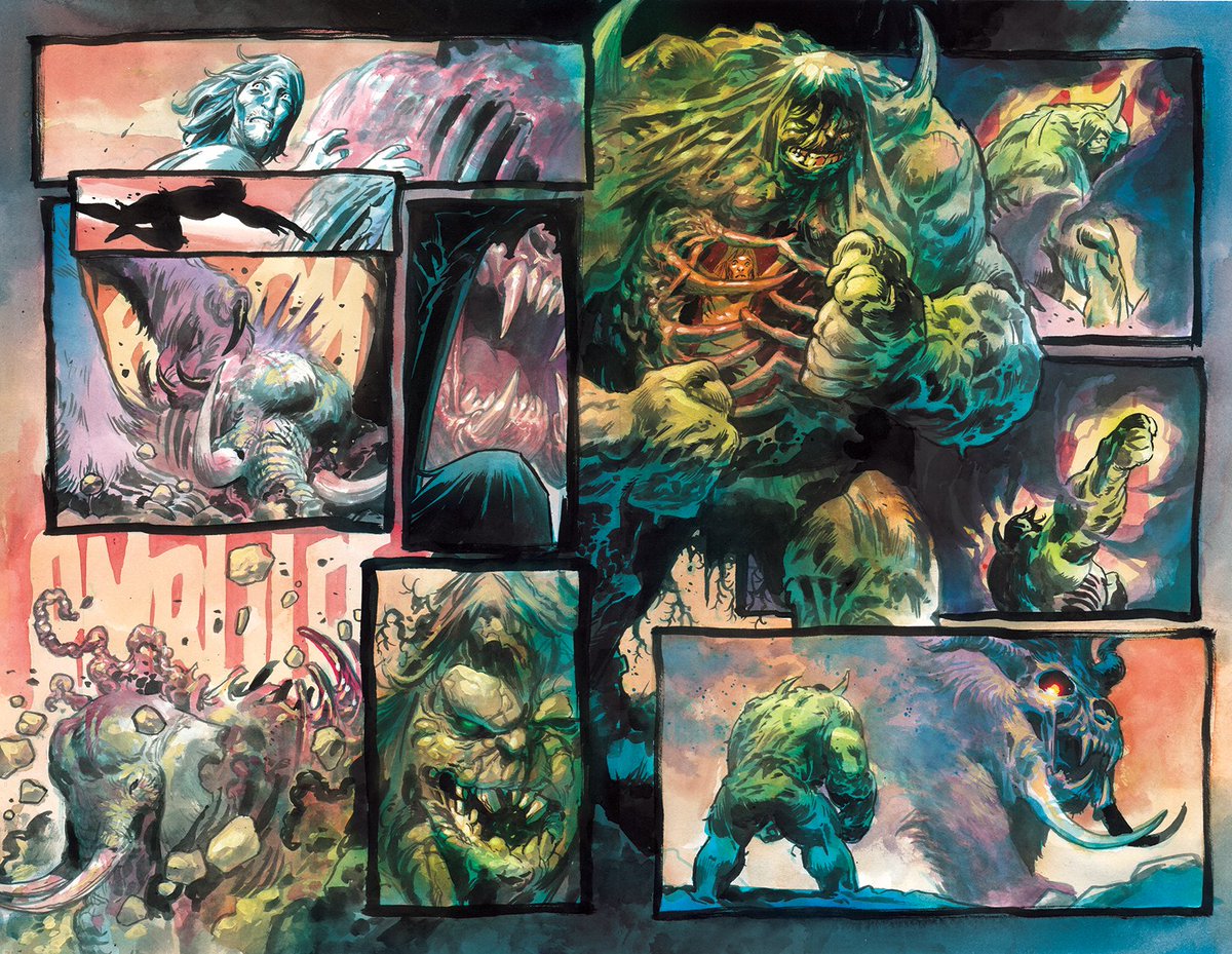 The sequences inside Banner/Hulls head are all mixed media painted pages in this run.... just to set them apart visually from the other narrative..... #incredibleHULK