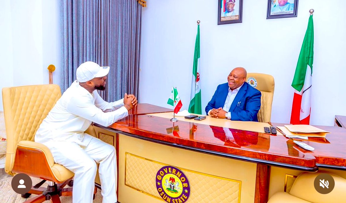 Davido and his uncle, Governor of Osun State, Senator Ademola Adeleke in the state today.