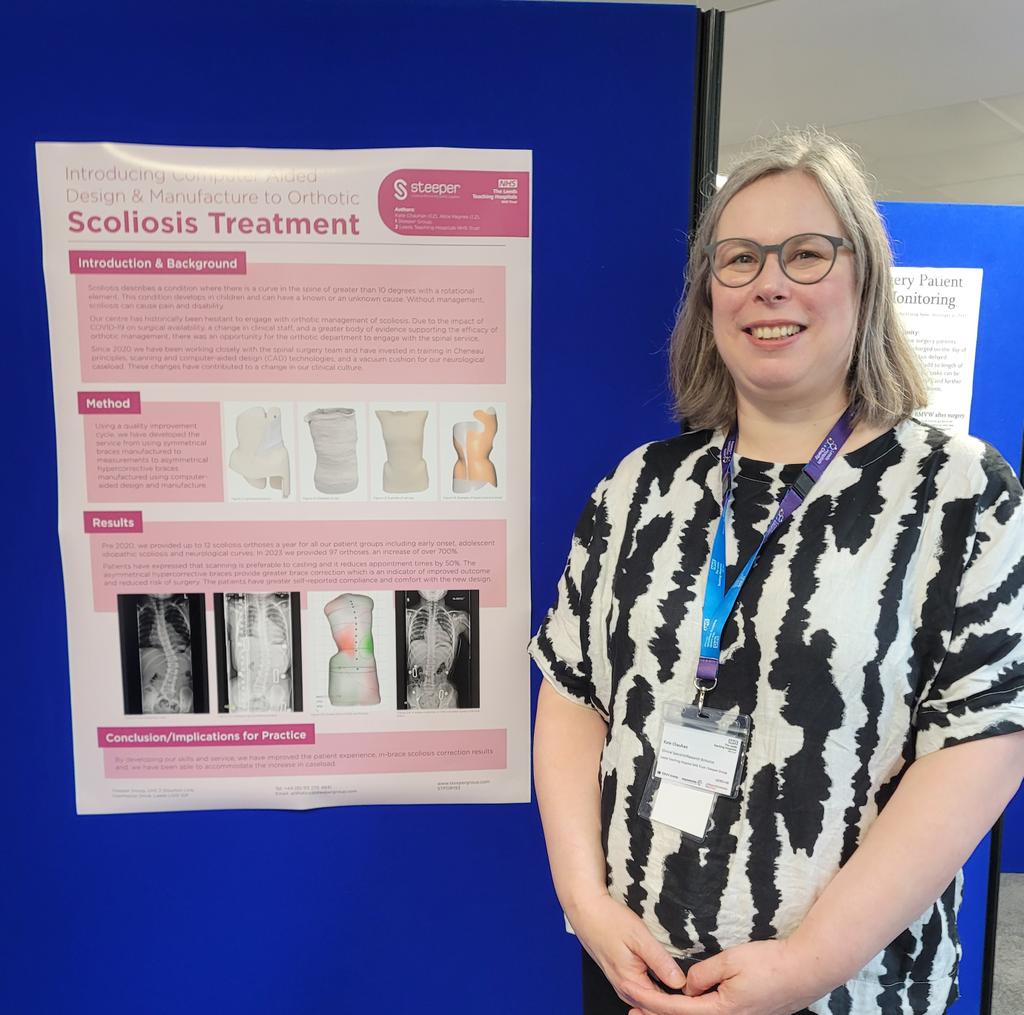 Kate Chauhan💙 (@katechauhan) on Twitter photo Brilliant conference sharing the amazing work in health research and innovation at <a href="/LTHTResearch/">Leeds Research & Innovation</a>. Proud to be representing <a href="/LTHTTherapyCSU/">LTHT Adult Therapies CSU</a> <a href="/SteeperGroup/">Steeper Group</a> with two posters.
Innovation in insoles and spinal braces for scoliosis. #leedsri24 Brilliant conference sharing the amazing work in health research and innovation at <a href="/LTHTResearch/">Leeds Research & Innovation</a>. Proud to be representing <a href="/LTHTTherapyCSU/">LTHT Adult Therapies CSU</a> <a href="/SteeperGroup/">Steeper Group</a> with two posters.
Innovation in insoles and spinal braces for scoliosis. #leedsri24