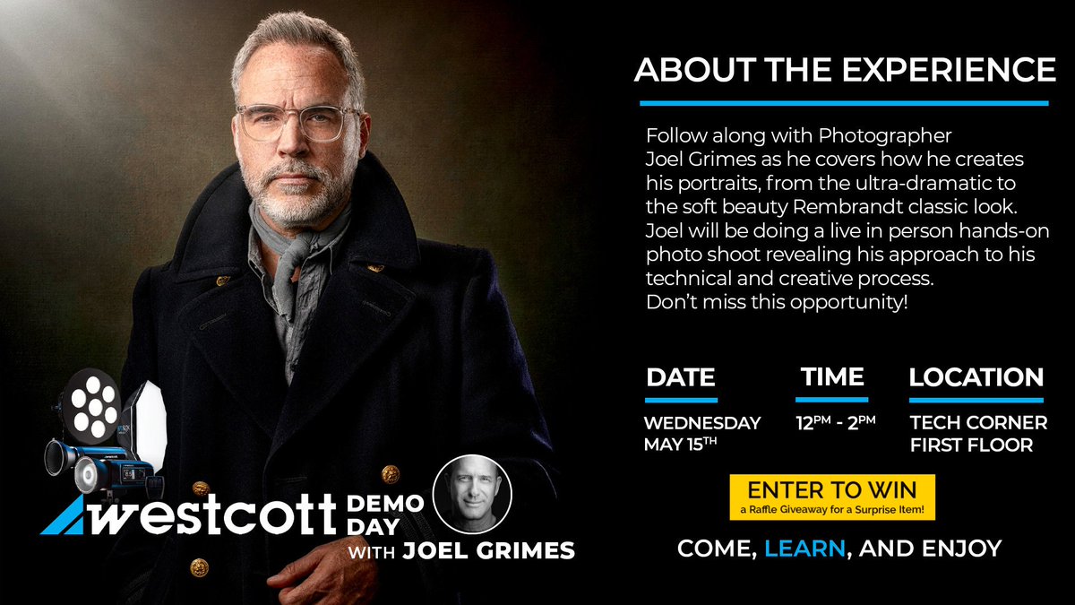 STARTING SOON! 
You don't want to miss Shaping the light: A free photography class with Photographer <a href="/JoelGrimesPhoto/">Joel Grimes</a> at the #BHSuperStore, Wednesday, May 15th!