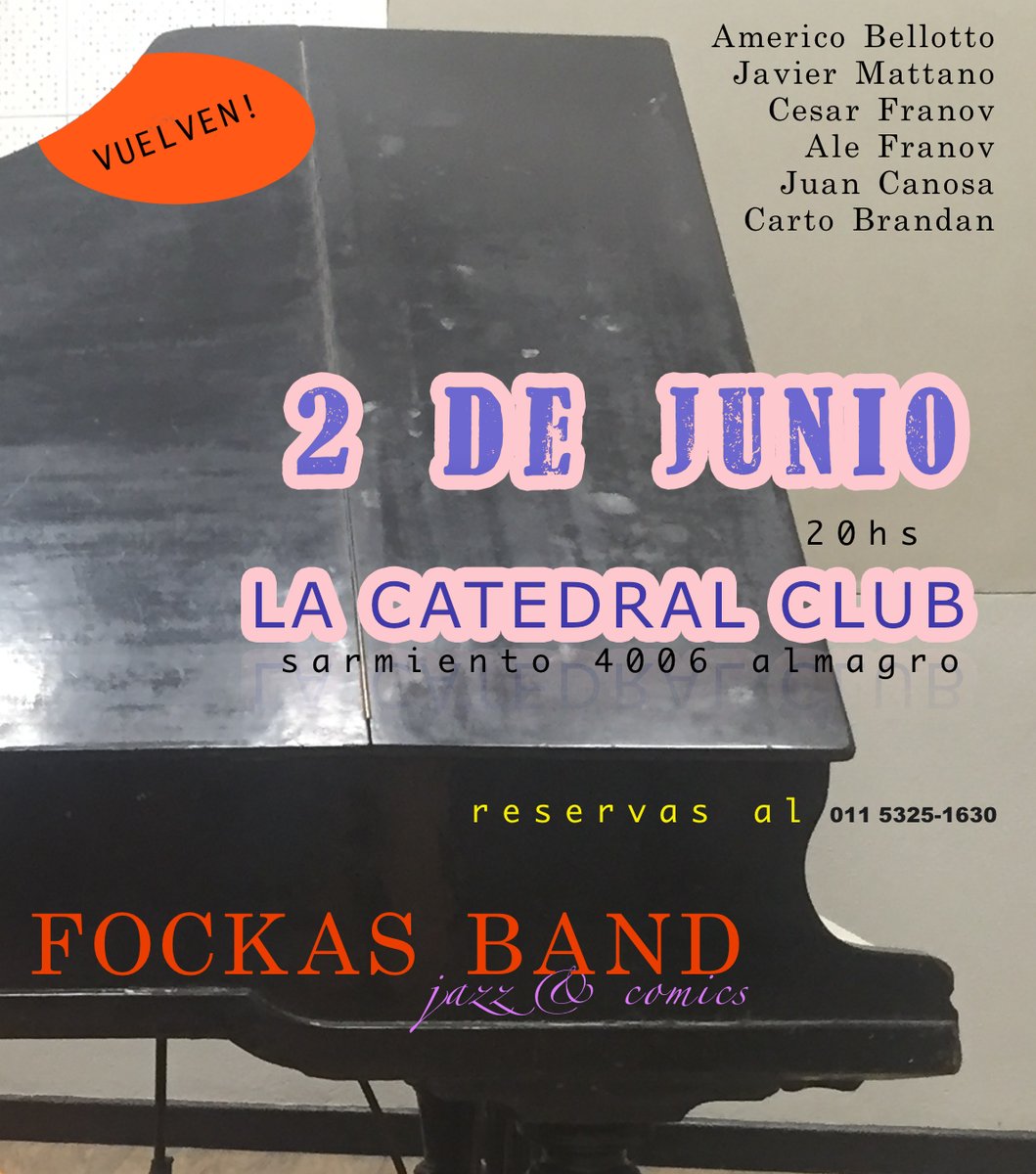domingo de Junio empieza la temporada de focas!!!
los esperamos! #jazz #jazzargentino #focas #fockasband #fanzine #historietas