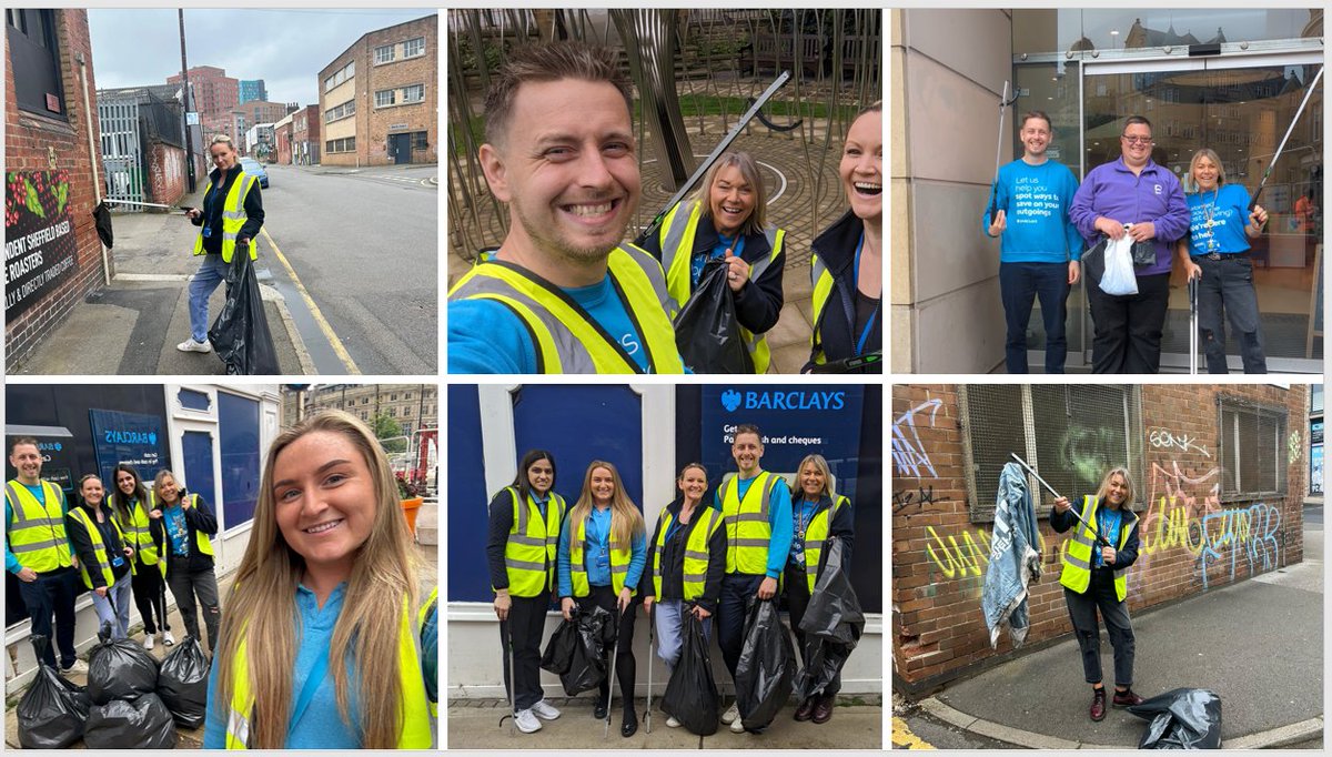 It was a pleasure to support Debra and the team from the @Barclays #Sheffield City Hall Square branch on Pinstone Street with their litter pick activity earlier today. A good couple of hours work 🤝 #Sheffield #sheffieldcitycentre #litterpicking #LitterHeroes #keepbritaintidy 🚮