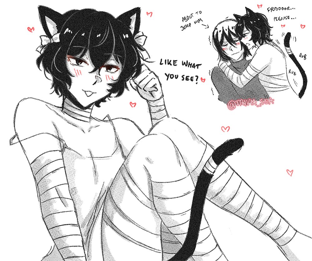 #bottomdazaiweek @bottomdazaiweek

day 3: pet play + 'like what you see?' 🐈‍⬛💕

#fyozai #bsd #ドス太