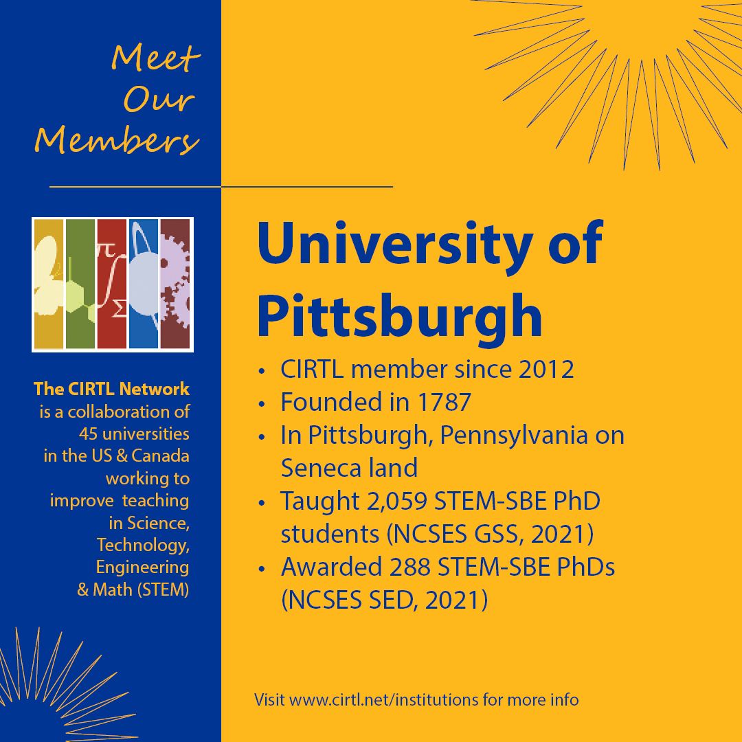 CIRTL Network (@cirtlnetwork) on Twitter photo Member spotlights are back! This week's member: <a href="/PittTweet/">University of Pittsburgh</a>, in CIRTL for 12 years. Pitt has been instrumental in teaching courses & more for our future faculty, & helped teach a newly developed course on inclusive teaching. Read about PITTCIRTL @ buff.ly/3ykPrkY Member spotlights are back! This week's member: <a href="/PittTweet/">University of Pittsburgh</a>, in CIRTL for 12 years. Pitt has been instrumental in teaching courses & more for our future faculty, & helped teach a newly developed course on inclusive teaching. Read about PITTCIRTL @ buff.ly/3ykPrkY