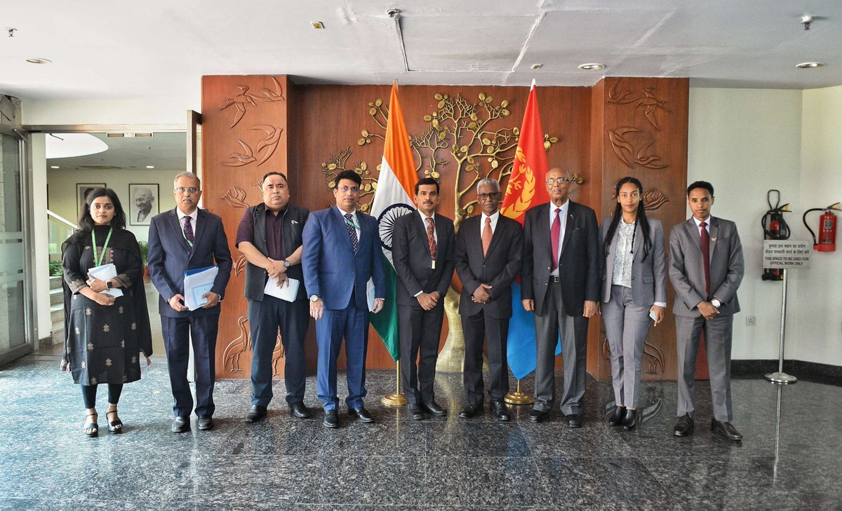Second round of foreign office consultation between #Eritrea and #India held in New Delhi. Eritrean Delegation from Ministry of Foreign Affairs and Indian officials From ministry of External Affairs discuss on area's of cooperation help to strength bilateral relation and benefit