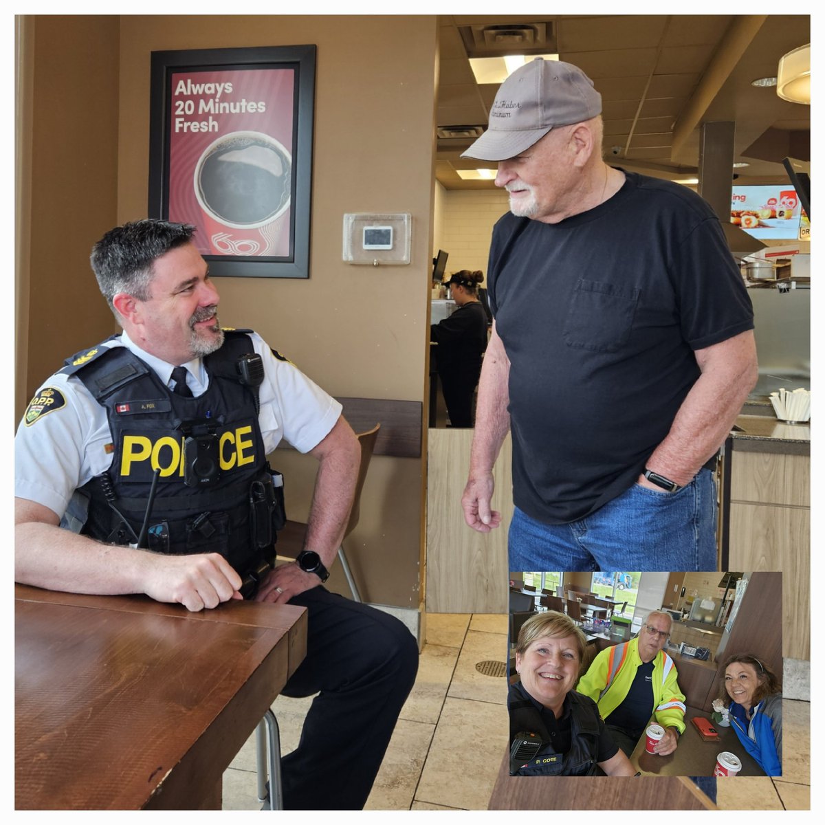 #HaldimandOPP wants to thank @TimHortons in Jarvis for having us this morning to allow members of the public to engage in conversations with #OPP. We appreciate your time and value the input while we continue to serve @HaldimandCounty. #PoliceWeekON^pc