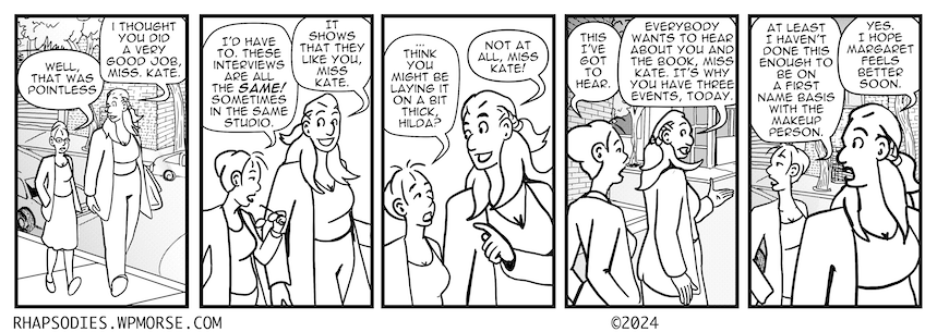 In today's Rhapsodies, Kate has done too many interviews.
rhapsodies.wpmorse.com
#Rhapsodies
#comics
#comicstrip
#dailycomic
#interview
#personalassistant
#agenda
#scheduling
#seattlecartoonist