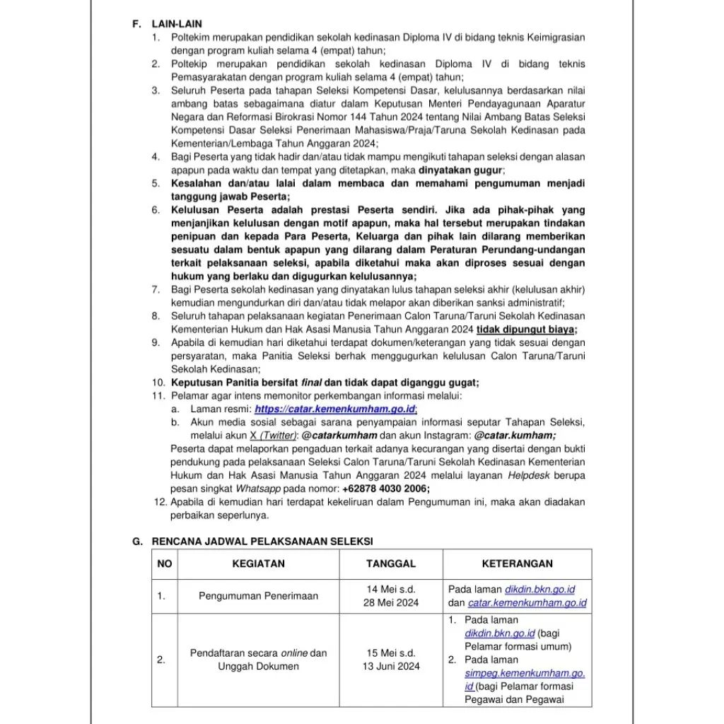 CurupHumas's tweet photo. Periode Pendaftaran : 15 Mei - 13 Juni 2024 Website Pendaftaran - pelamar umum : https://t.co/ZIZLghktio - PNS Kementerian Hukum dan HAM : https://t.co/jRdWXEoIYj #Taruna #poltekim #poltekip #sekolahkedinasan #KemenkumhamRI Reposted from @catar.kumham https://t.co/OcEHXdd7RN