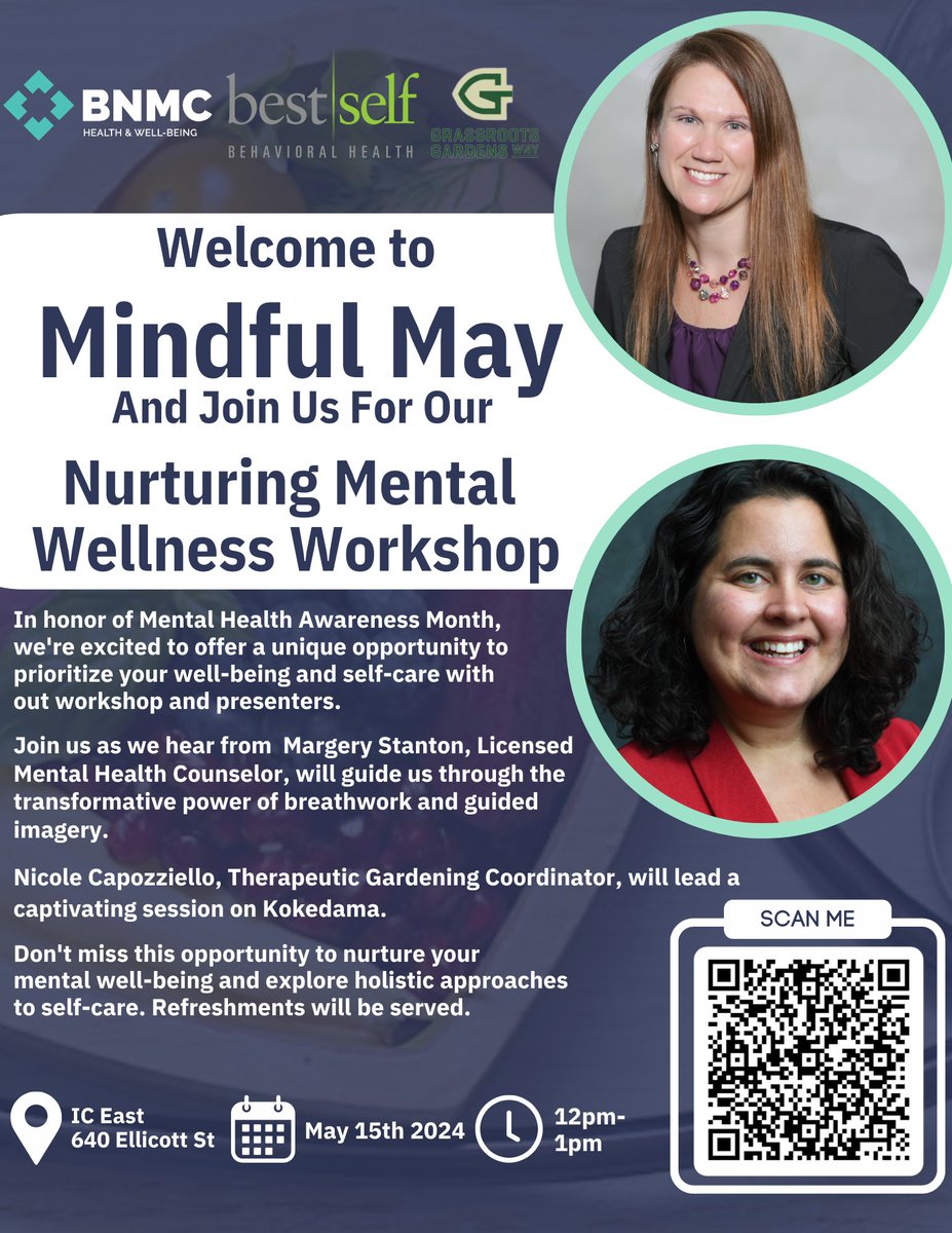 In honor of Mental Health Awareness Month, we are thrilled to invite you to a special event designed to promote well-being, relaxation, and self-care through mindful practices. Join us today!