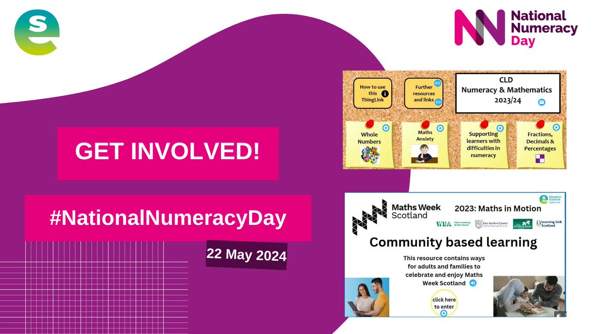 ⏰ 1 week to go for #NationalNumeracyDay Have you seen these resources? 👇 @edscotcld One was developed for those delivering numeracy support to adults: ow.ly/QAEt50RHefZ The other was co-produced by the Numeracy Practitioners Network last year: thinglink.com/card/174621004…