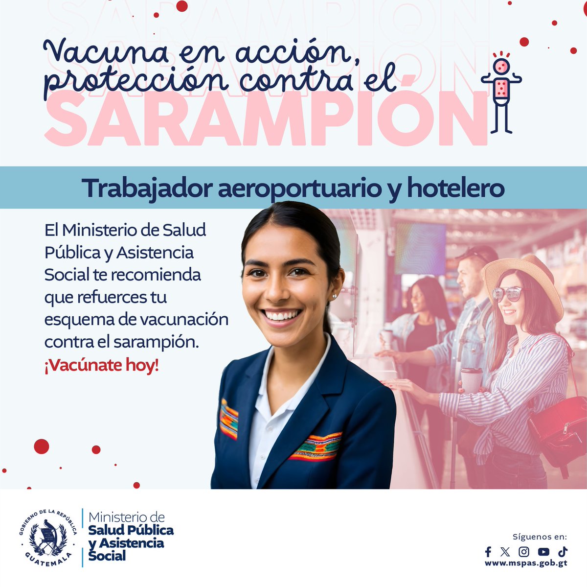 ¡Protege tu salud y la de los tuyos! La vacuna contra el sarampión es segura y eficaz. Vacunarte es prevenir. ¡Hazlo por ti, hazlo por todos! #VacúnateYa #PrevenciónEsSalud #GuatemalaSaleAdelante