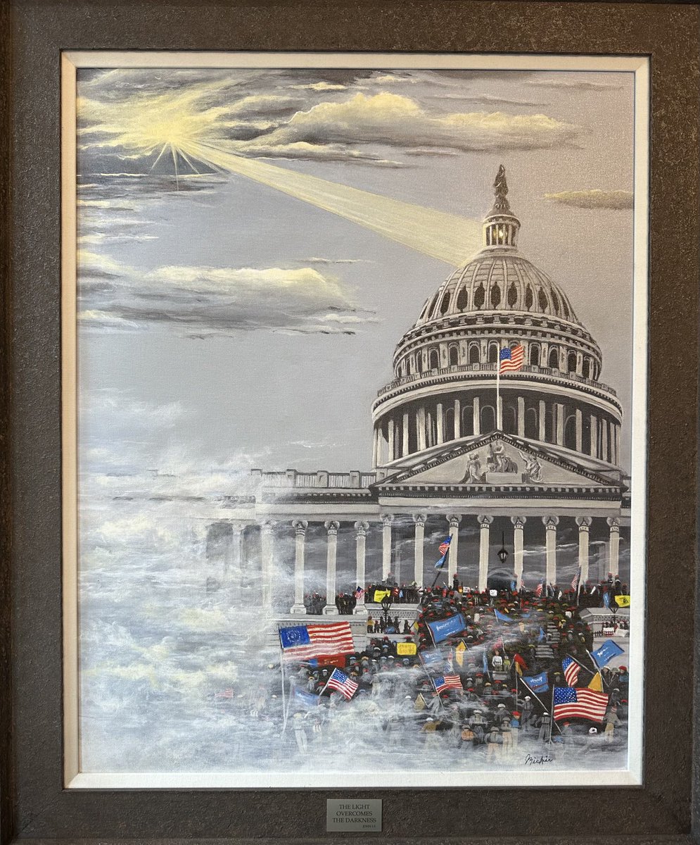 I was very moved to receive this beautiful painting this morning. The plaque reads: “The light overcomes the darkness. John 1:5” Thank you to the artist, Mickie Timmons, and her son ⁦@JayTimmonsNAM⁩.