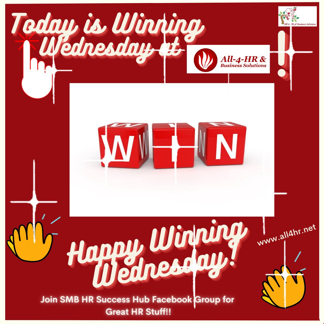 Happy Winning Wednesday Everyone!!! Did you know taking short breaks throughout the workday can improve focus and productivity? Try scheduling mini breaks to recharge your mind. #all4hr #mentalhealthawareness #mentalhealthmatters #HRM #smeconsulting #smallbusinessconsulting