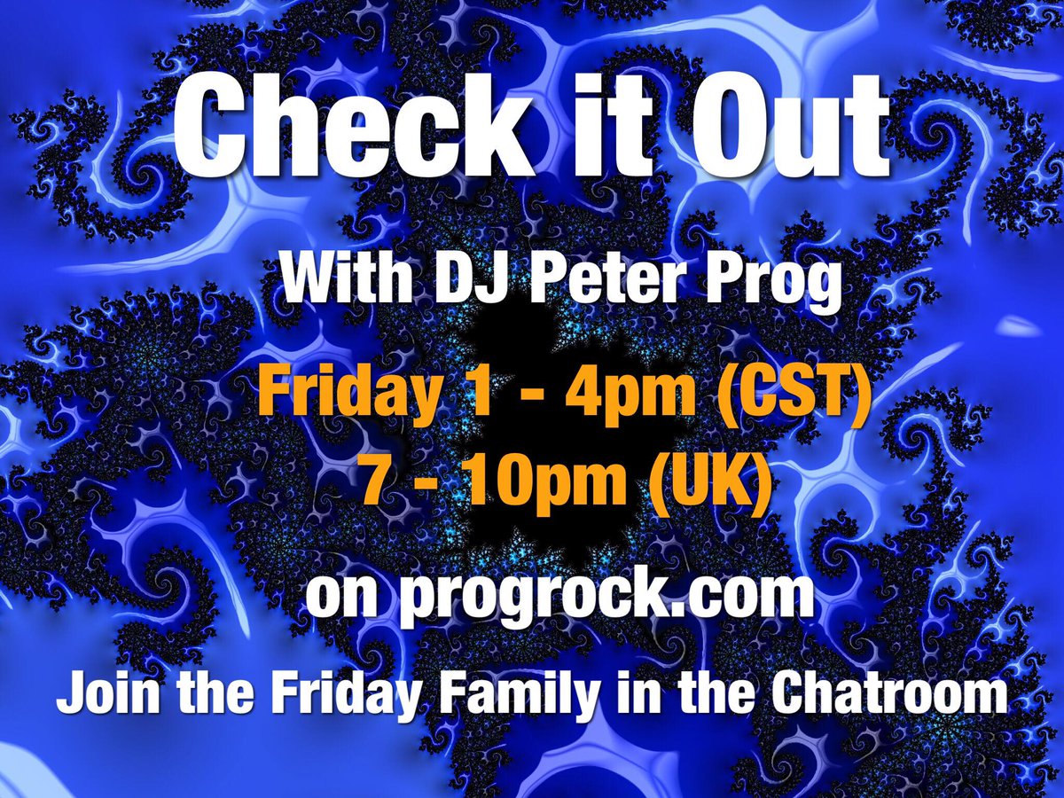 New progrock to savour !!
Tune into CHECK IT OUT LIVE with DJ Peter Prog on progrock.com
Including music by Matt Steady, Barock Project, Oceans Of Night, Lesoir, Tangerine Dream & more
Friday 17th May 2024  7 - 10pm UK time
Lighting up your Friday !!