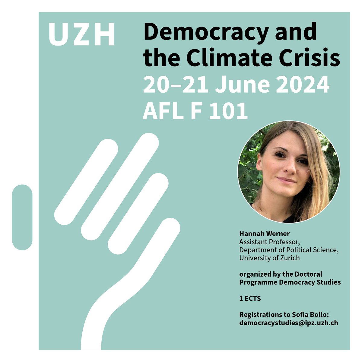 🟢Are you interested in the interplay of #Democracy and the #ClimateCrisis. Register now for the PhD Workshop with @hannah__werner on June 20-21 at @IPZ_ch @UZH_en @GraduateCampus @uzh_ikmz @sociology_uzh ipz.uzh.ch/en/study/docto…