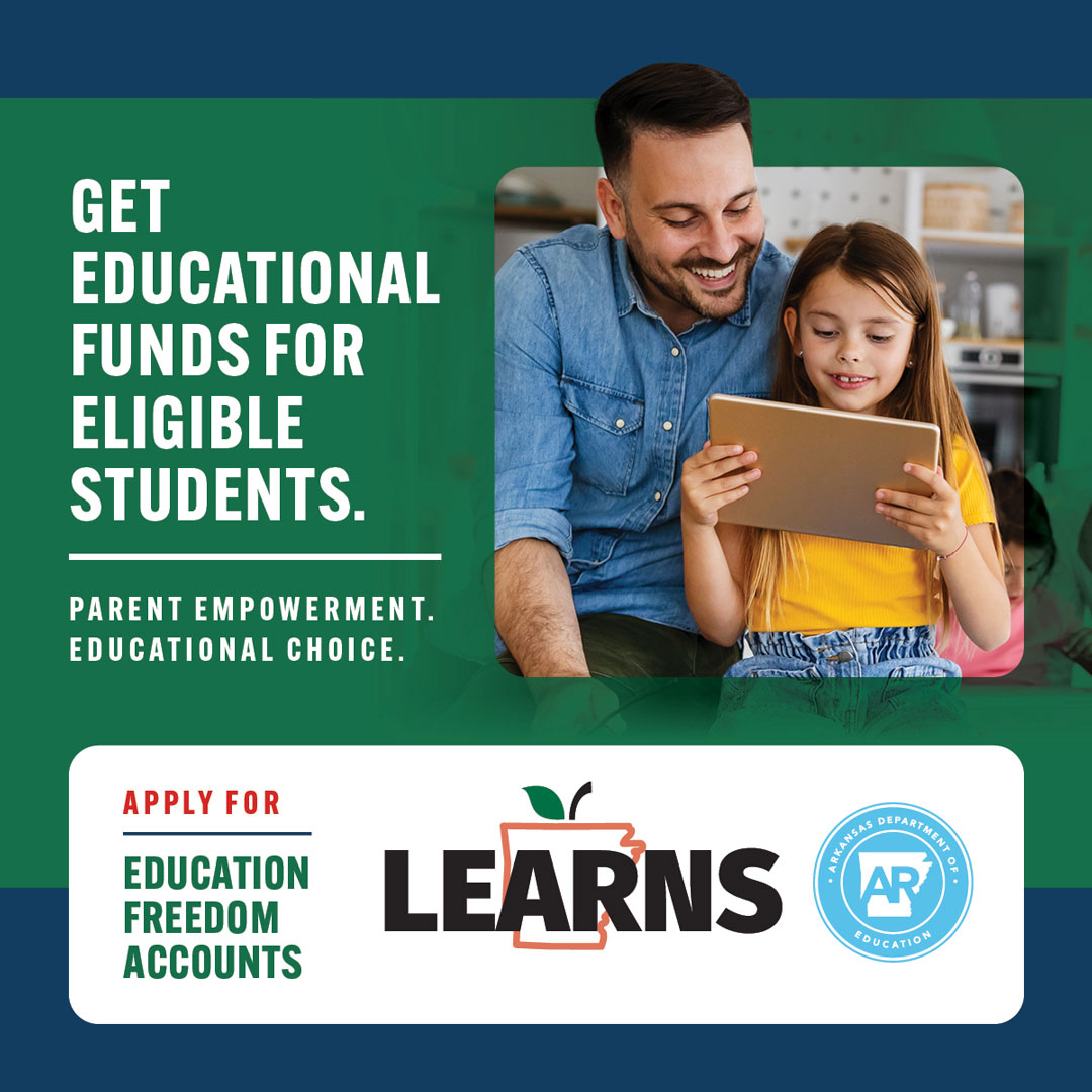 Arkansas LEARNS empowers parents with educational options. Learn more about the Education Freedom Account program at dese.link/EFA! #ArkansasLEARNS