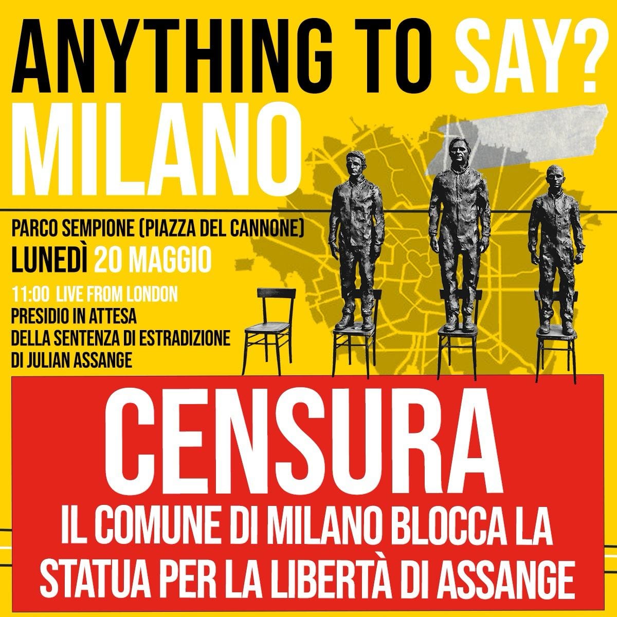 Cosa è successo @BeppeSala?
Deve esserci un frainteso, vero?
Mica starete censurando l'esposizione dell'opera d'arte @AnythingtoSay_ di @davide_dormino?

#AllertaMedia #FreeAssange