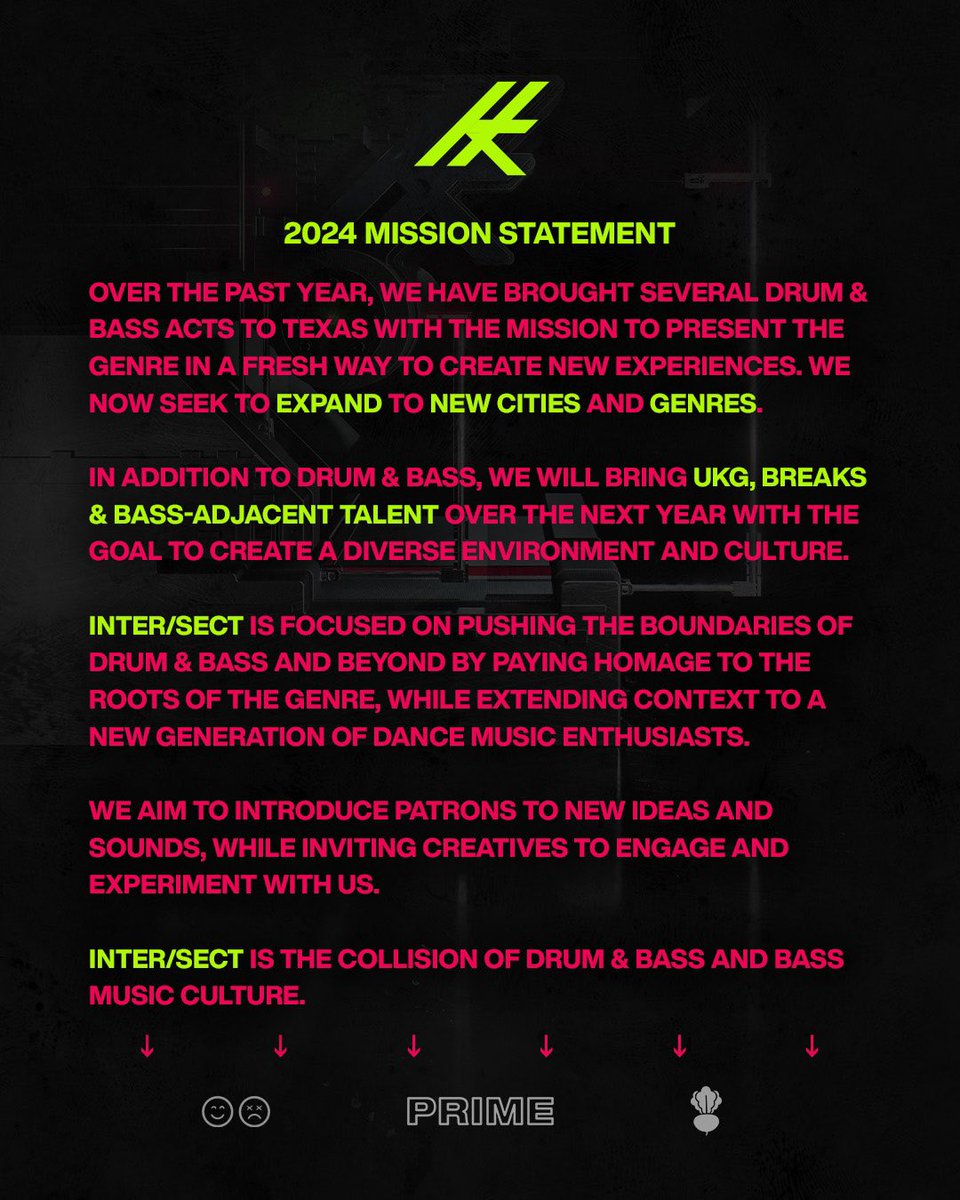 intersectdnb's tweet image. Updated mission statement for 2024 ⚡️

Exploring the intersection of drum &amp;amp; bass, bass music, UKG/4x4, bassline, breaks + more. 

Targets → Austin / Dallas / Houston
