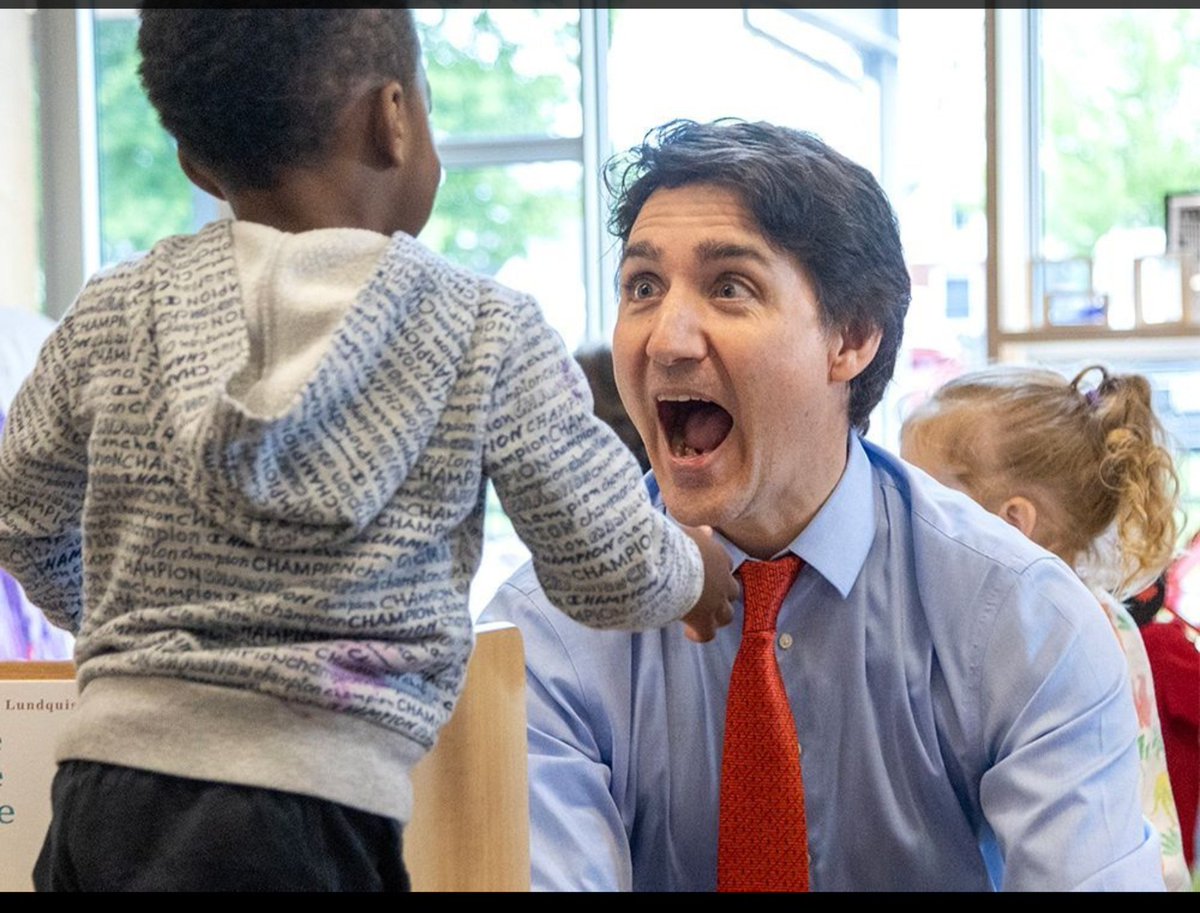 Yesterday, I met with children at a daycare centre in Ontario. There was a boy there who is the same colour as me! As Canada's first black Prime Minister, I always enjoy meeting black children after I've mocked their skin tone by wearing blackface more times than I can count.