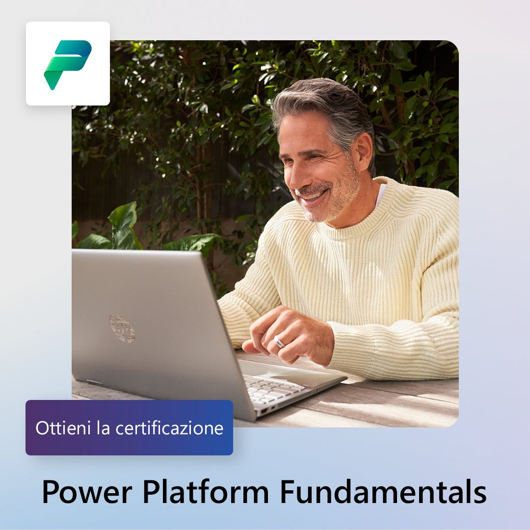 Se stai aspettando un segnale per ottenere la certificazione Microsoft, eccolo! Partecipa al corso di formazione Power Platform Fundamentals, supera l'esame e ottieni il badge di certificazione: msft.it/6016Ypizi