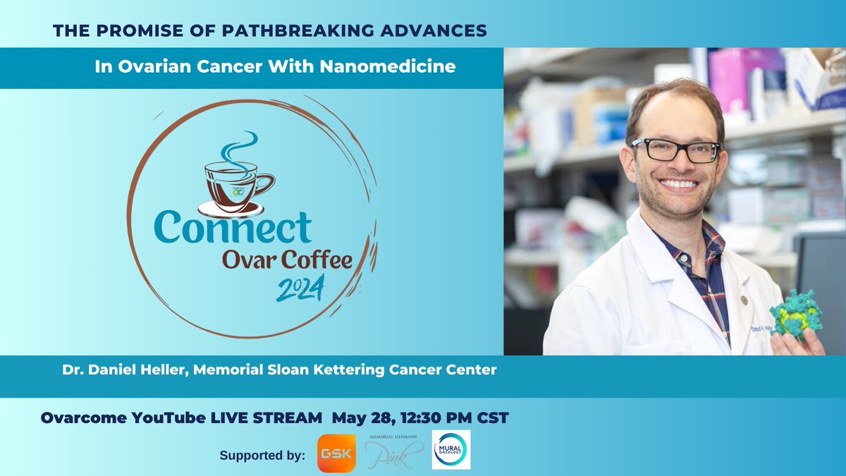 ONLY 1 MORE TO 100! 🥳👏 #99! Join us on 5/28 at 12:30 PM CST as we Connect Ovar Coffee ☕️ with Dr. @Dan_A_Heller Head of Cancer Nanomedicine Lab @MSKCancerCenter to Talk About The Promise of Pathbreaking Advances in Ovarian Cancer With Nanomedicine. Let's #ConnectOvarCoffee!☕️