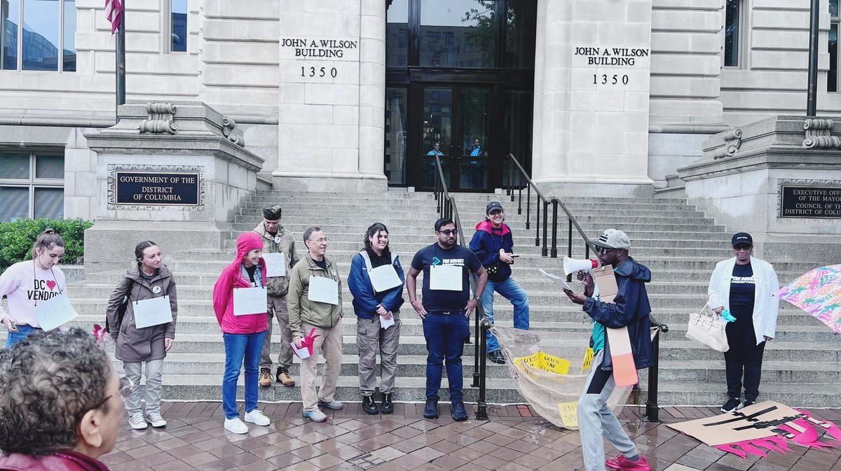 Earlier today, the Fair Budget Coalition and the All in for DC: A Tax System for Justice campaign led the “This is Not a Drill: Save our Safety Net'' performing street theater demonstration in front of the John Wilson Building, highlighting residents’ key priorities for funding.