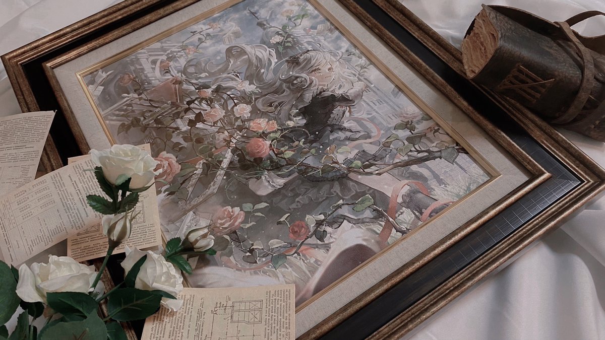 過去最高にお部屋映えする原画が出来ました🥀  ご縁がありましたら幸いです⟡.*
* 54.9×45.8cm

#designfesta #デザフェス59