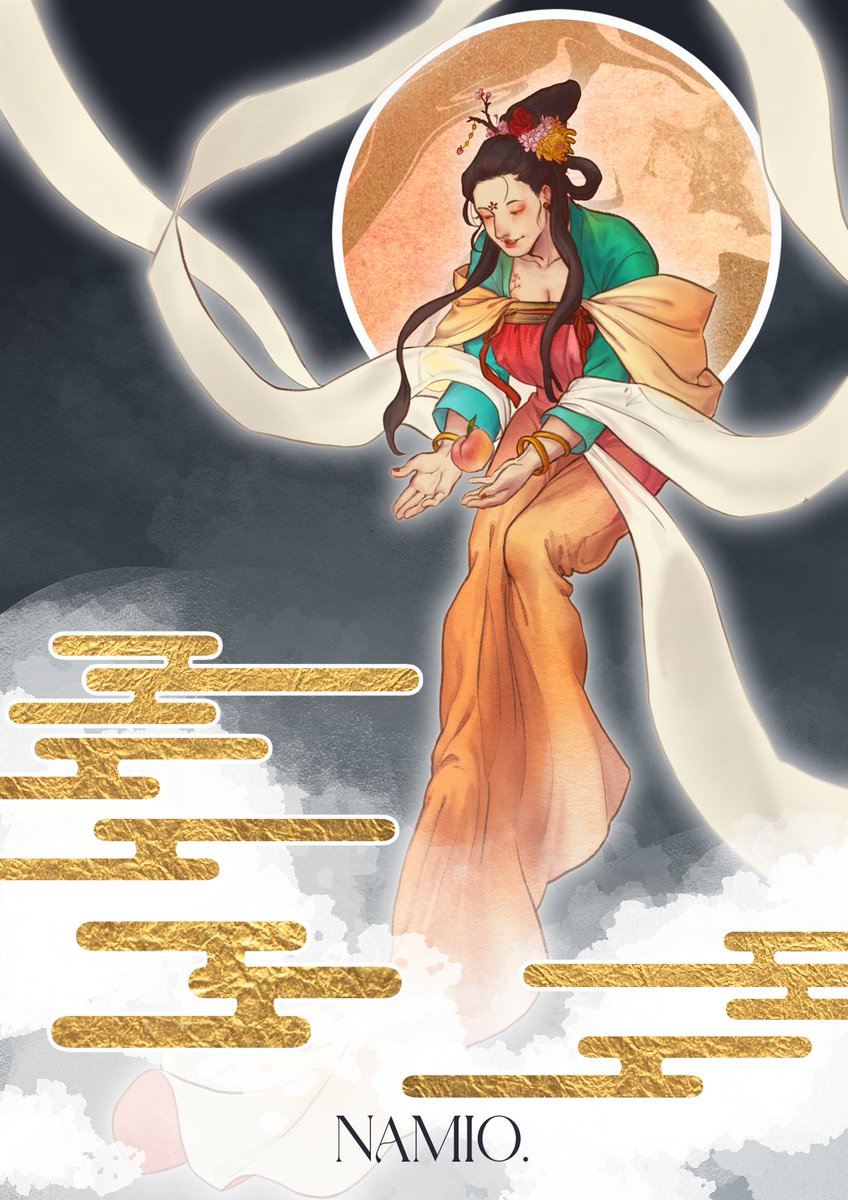 Not the actual planned background of this sketch-turned-piece but the day I line in the dragon is not today (The moon imagery is incidental she is not Chang'e don't mind me)