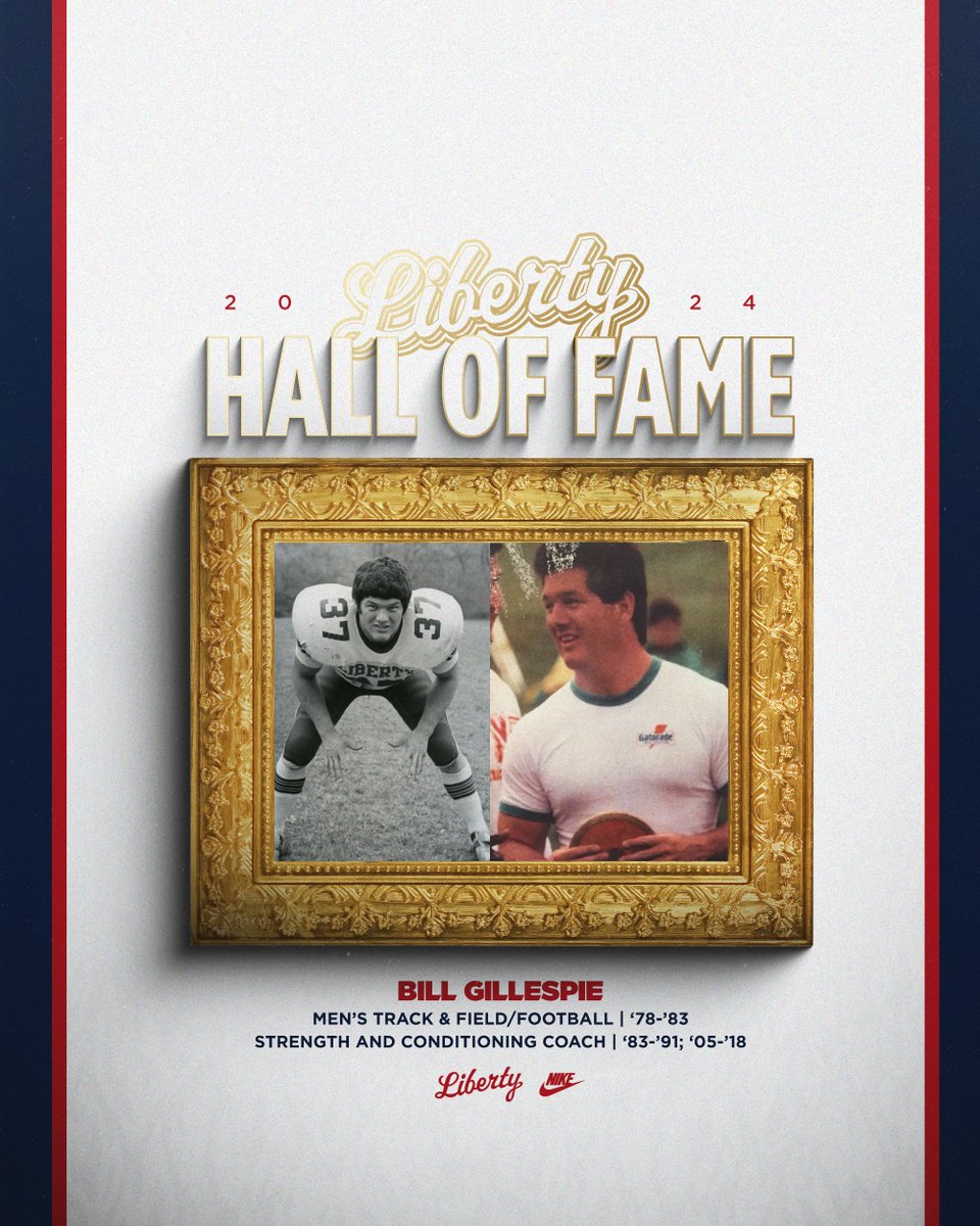 Congratulations to Bill Gillespie, on being inducted into the Liberty Athletics Hall of Fame. The Athletics HOF class will be honored during at the Athletics HOF banquet on September 13. Read More → bit.ly/3UEtpkN HOF Banquet Info → libertyflamesclub.org/HOF