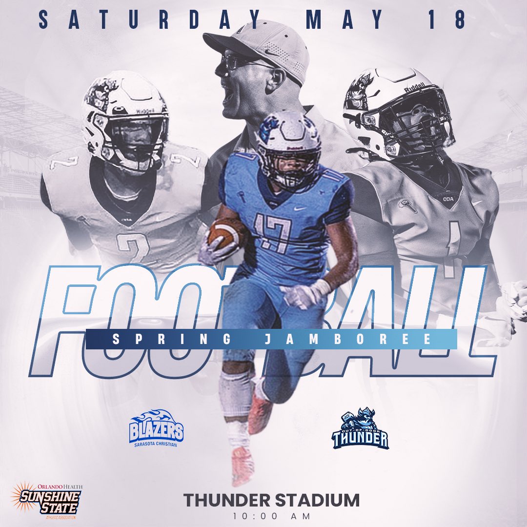 🏈 I Spring Football Game
🍿 | Isabella’s Food Truck
🆚 | Sarasota Christian 
🕣 | Saturday 10:00 AM
📍| Thunder Stadium

<a href="/htpreps/">Herald-Tribune sports</a> <a href="/maffsports/">Dennis Maffezzoli</a> <a href="/RyanAKohn/">Ryan Kohn</a> <a href="/dwall_05/">Dylan Walker</a> <a href="/The_AllenClark/">Allen Clark</a> <a href="/frankie12c/">frankie clark</a> <a href="/SRQBlazers/">SCS Blazer Athletics</a> <a href="/SSAAFootball/">SSAA Football</a> <a href="/oda_athletics/">oda_athletics</a>