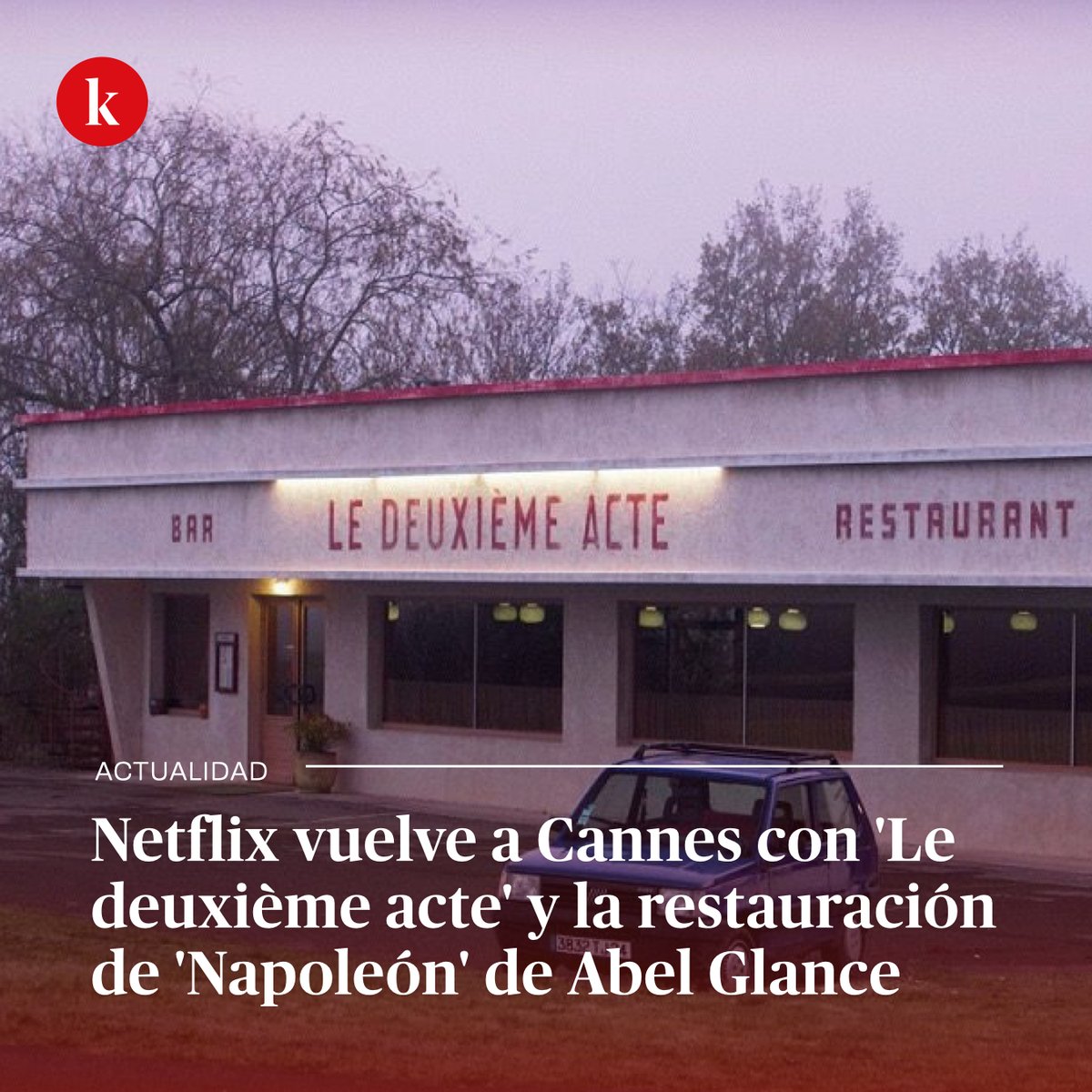 El logo de Netflix vuelve a #Cannes2024 ➡️ La compañía de streaming está detrás de 'Le deuxième acte' y la restauración de 'Napoleón' de Abel Glance 🔗 kinotico.es/actualidad/202…