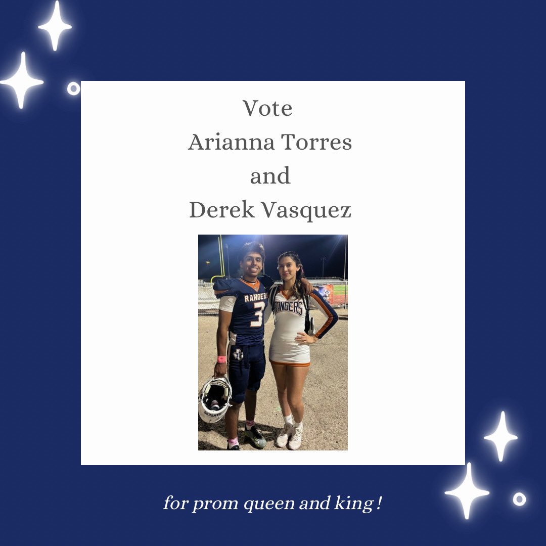 Vote our head captain Ari for prom queen and Derek for king! 👑 ✨