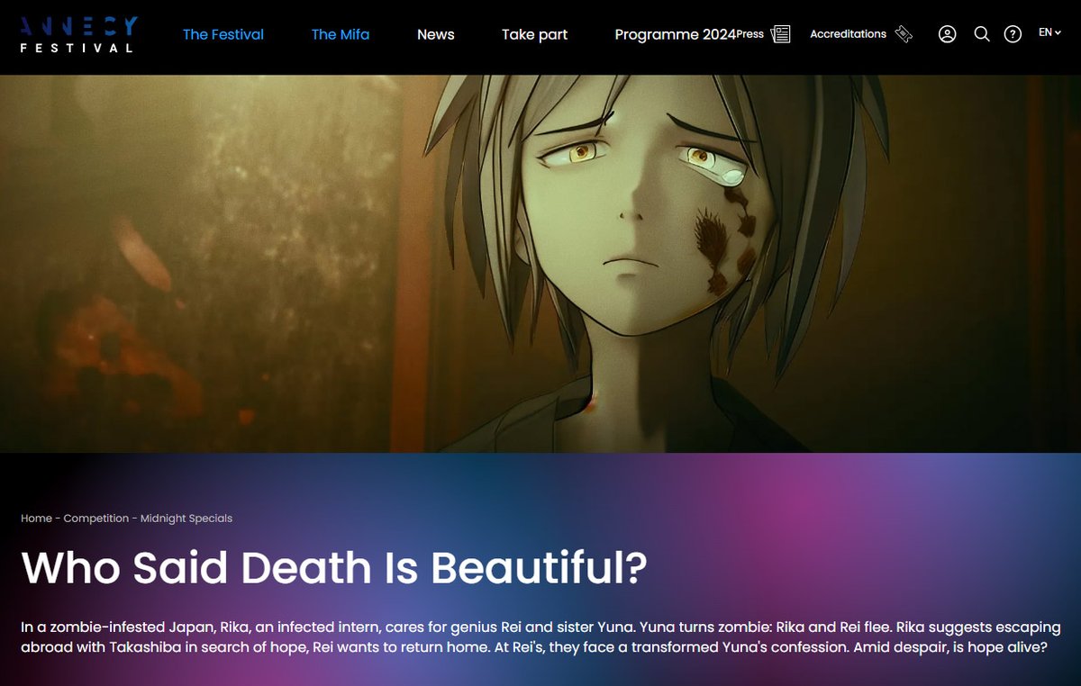 Annecy Festival to screen 'Who Said Death Is Beautiful?', the 'world's first animated movie using AI / Stable Diffusion'...
annecyfestival.com/en/the-festiva…
shibi.mocap.co.jp