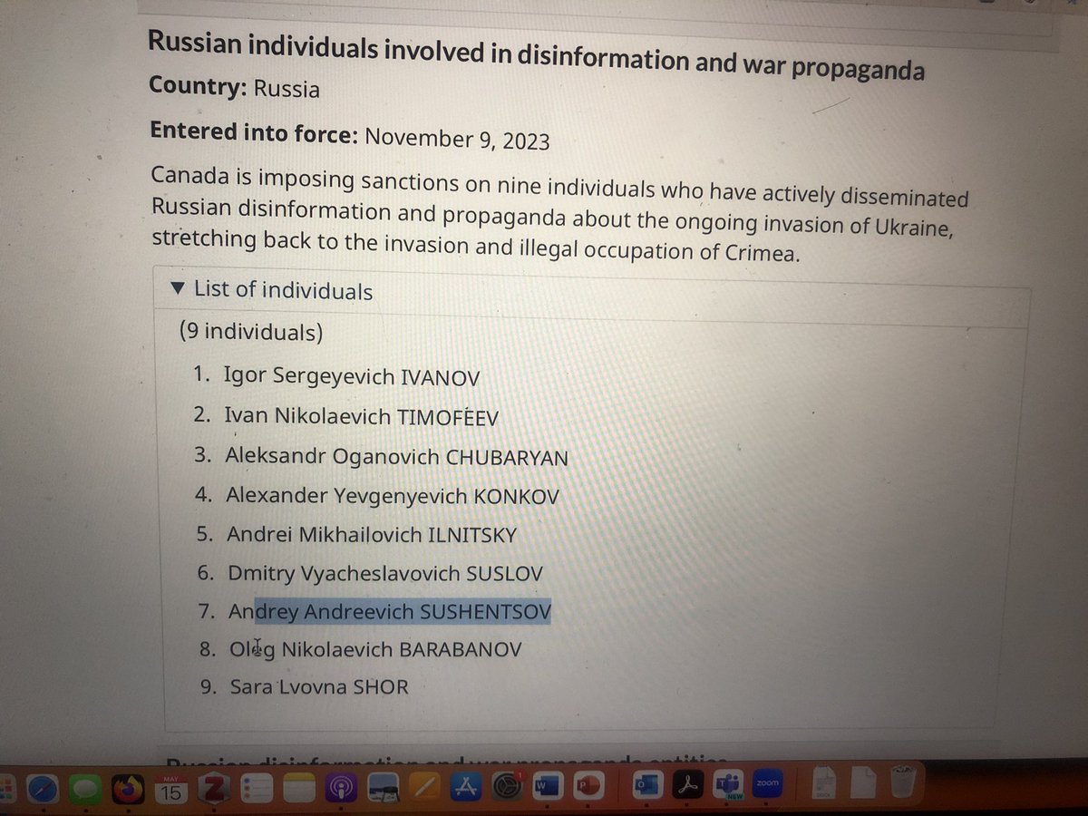 Tornando su Andrei Sushentsov (il cognome giusto) che da le interviste per Limes, una breve ricerca su Google dice che lui è sanzionato dal Canada per disinformazione e war propaganda. Invece in Italia è benvenuto con la sua propaganda.