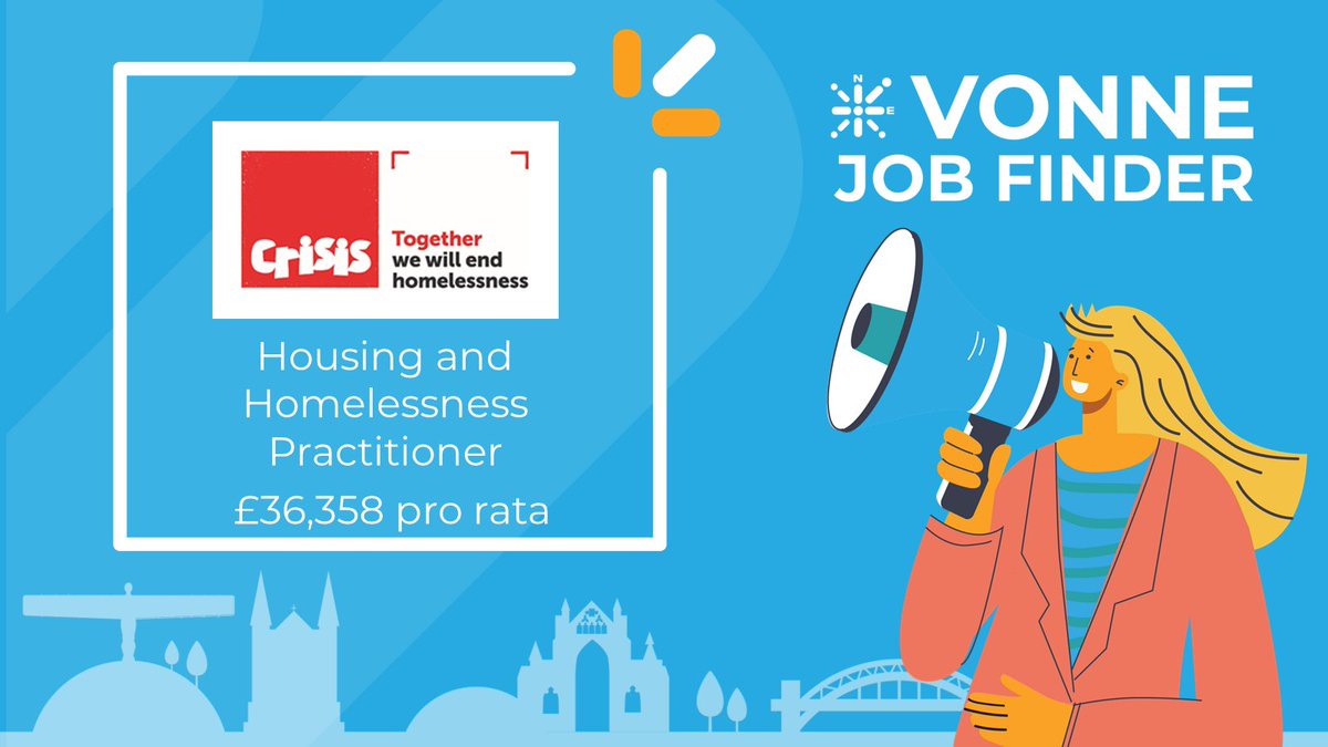 Housing and Homelessness Practitioner, @crisis_uk , £36K pro rata vonne.org.uk/vonne-jobs-det… #CharityJobs #NorthEastJobs #NewcastleJobs