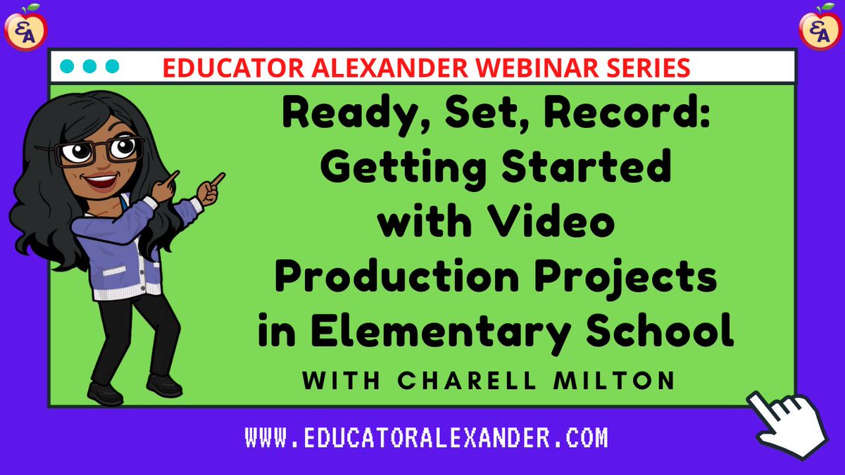 😡Missed Ready, Set, Record: Getting Started with Video Production Projects in Elementary School? 🥳Watch it here! ☑️edalex.net/recordvid #googleedu #MIEE #MIEExpert #ISTE #TCEA #FETC #education #classroom #edtech #K12 #teachers #teacher #edutwitter @MissMiltonsMemoirs