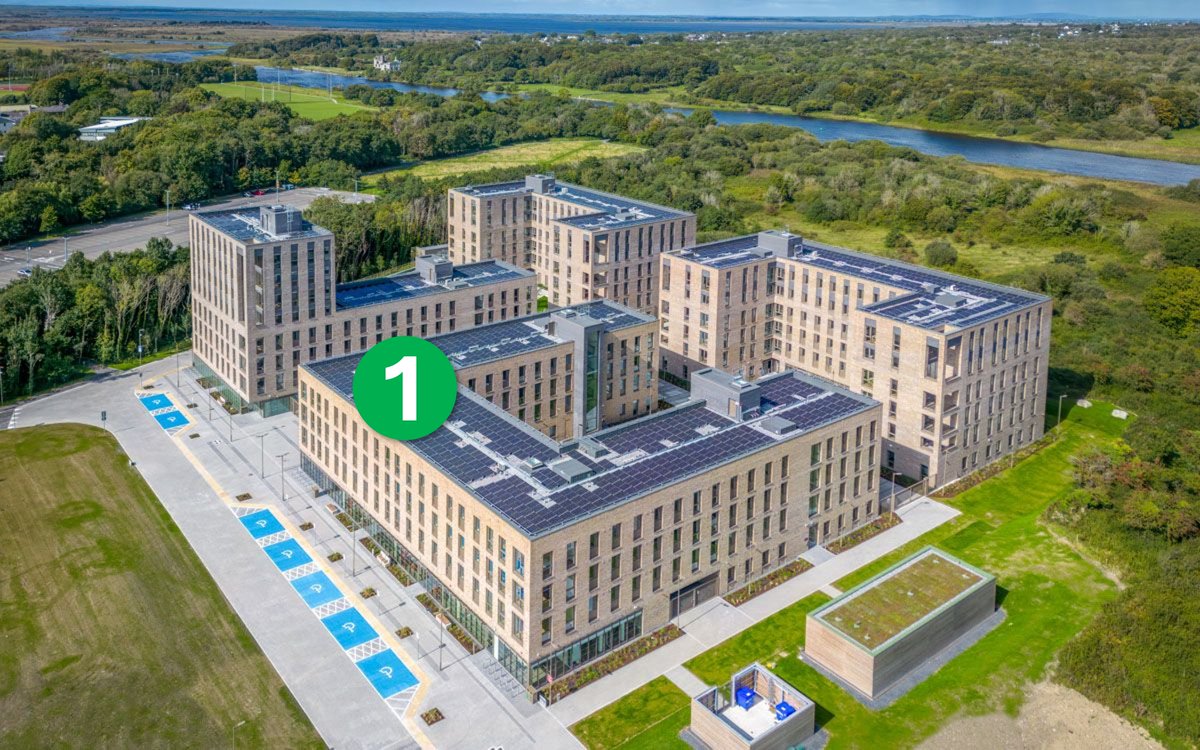 Look at all the solar PV panels on the rooves! The @uniofgalway Buildings & Estates team has installed more solar panels than any other university in Ireland, which has helped us reduce our energy use by 49.6% since 2006. 

(I like the look of that grass roof too!)
🧵2/5