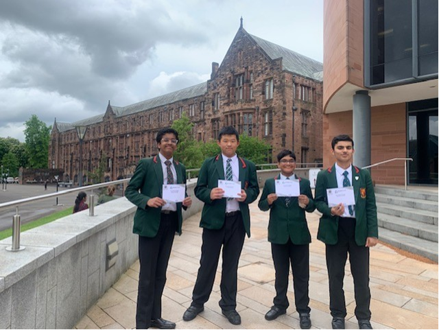 4 Year 8 & 9 students from @agsb_official took part in the @UKMathsTrust competition @BoltonSch yesterday. With over 20 schools participating, well done to Ans, Harshith, Charantej and Jayden who finished in 2nd place! They all worked brilliantly as a team and had lots of fun.