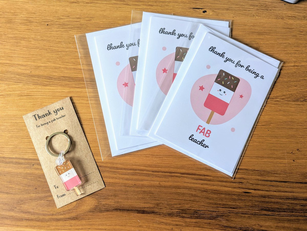 Getting some teacher goodies ready to send out 😊

#teachergifts #thankyougifts #fab #cards #keyrings