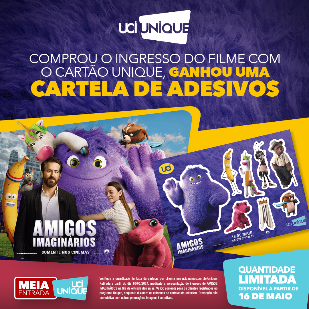 Amigos Imaginários estreia amanhã!! 📷Garanta já o seu ingresso e ganhe uma cartela de adesivos Unique com os MIGs. #AmigosImaginários