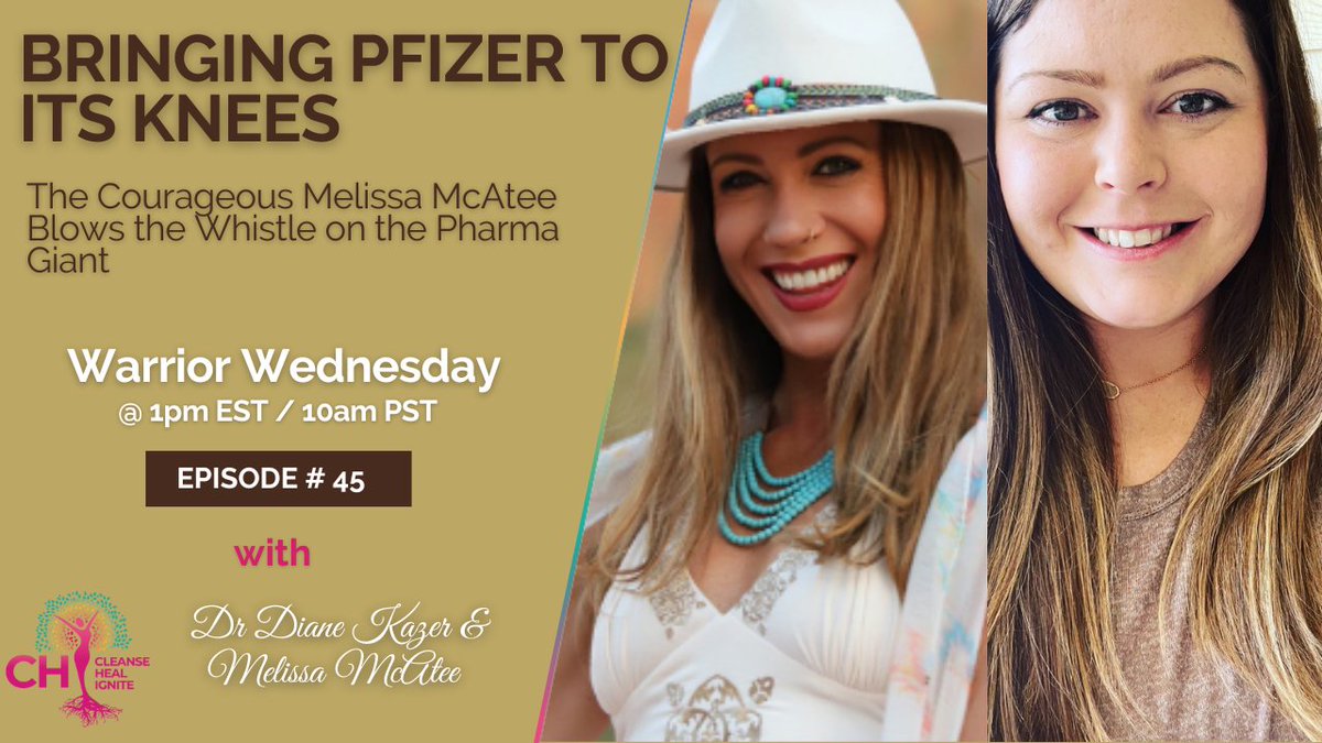The TRUTH may be frightening but it will set you free... Join us here today LIVE 10am PT / 1pm ET for the incredible and inspiring story of Pfizer Whistleblower, @MelissaMcAtee92. You're going to want to be sitting down for this one, so settle in and we'll see you soon.