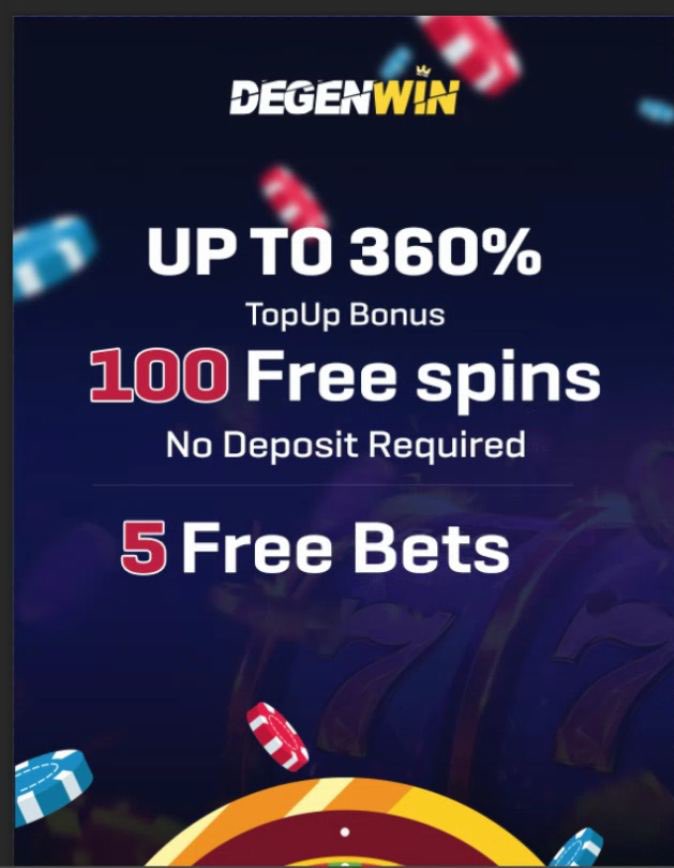 🎁 Degenwin Fam Player Bonuses 🎉  
- Up to 360% Top-Up Bonus: Boost your deposits with an amazing top-up bonus of up to 360%! 💰  
- 100 Free Spins: Dive into the fun with 100 free spins on us! 🎰  
- 5 Free Bets with $100 Cashback: Spice up your gaming with 5 free bets and a
